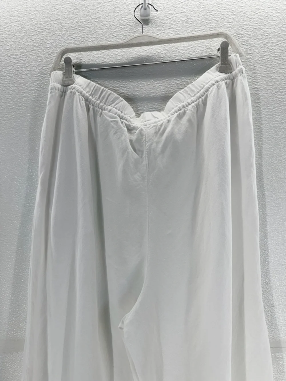 H&M Linen Blend White Wide Leg Pants Elastic Waist Size L